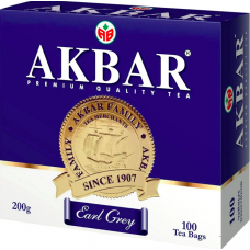 Чай Акбар Граф Грей с ароматом бергамота 100пак*2г с ярлыком 